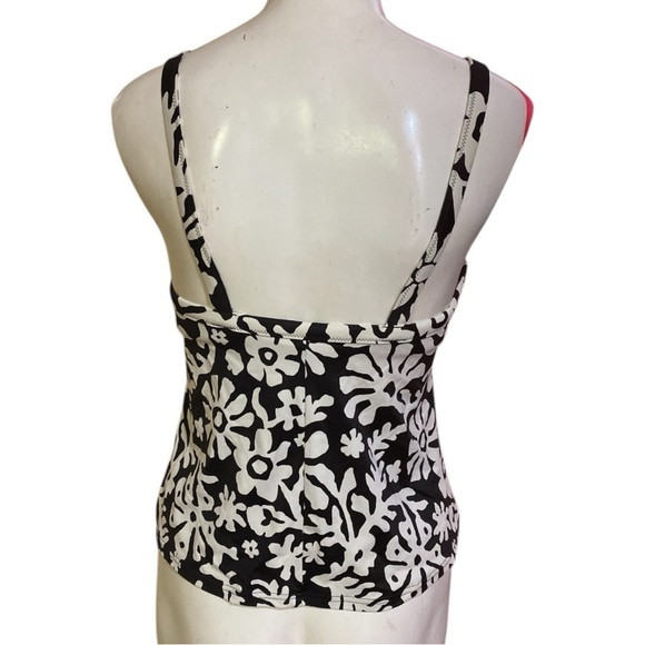 Lands End Black and White Ruched Tankini Top with Gold Accents Size 8 - Picture 5 of 7